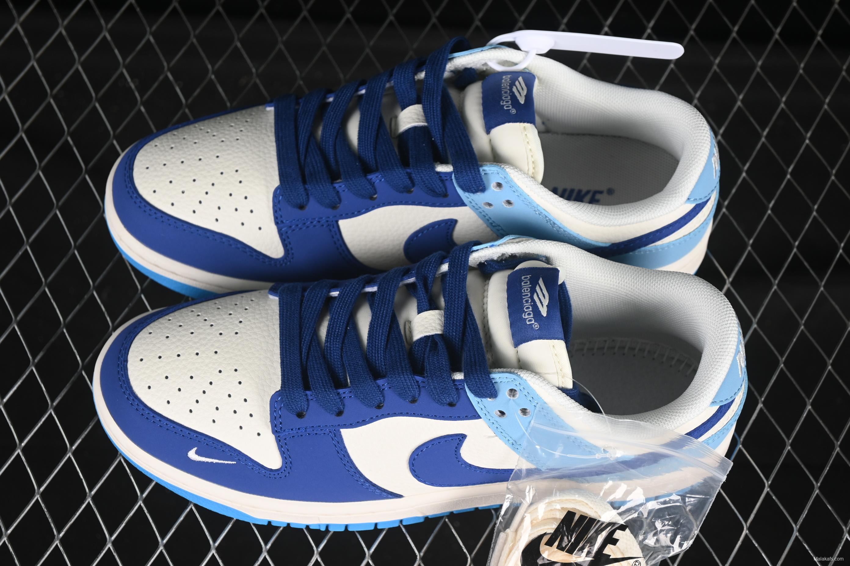 Nike SB Dunk Low Balenciaga Collaboration Two-Tone Blue Anniversary Custom Low-Top Skate Shoes - ZH2598-275