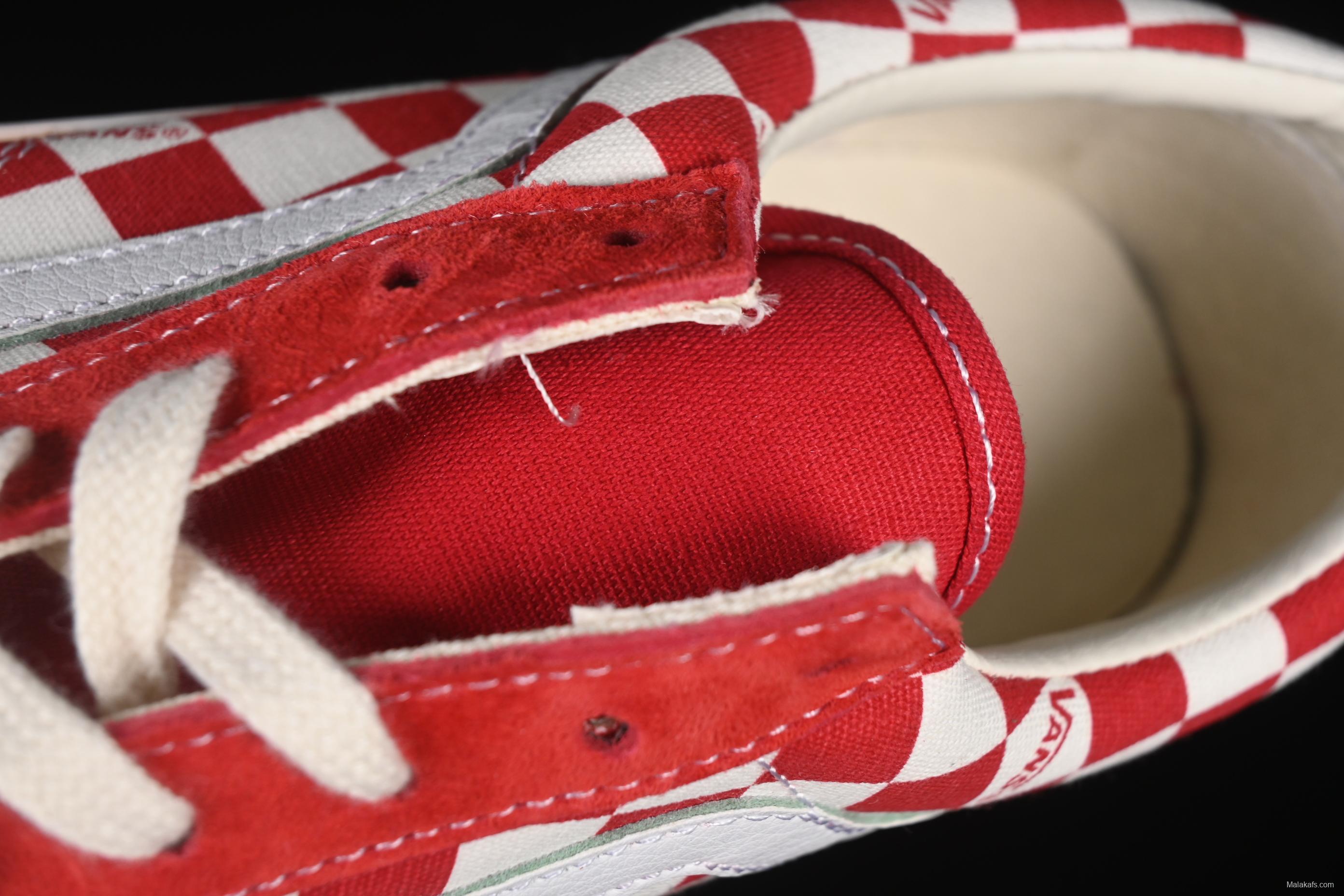 Vans Old Skool 36 LX-BMX Classic Skate Shoes in White Red Checkerboard - VN000D57ERM