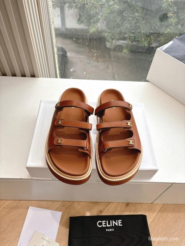 2025 CELINE Brown Leather Sandals