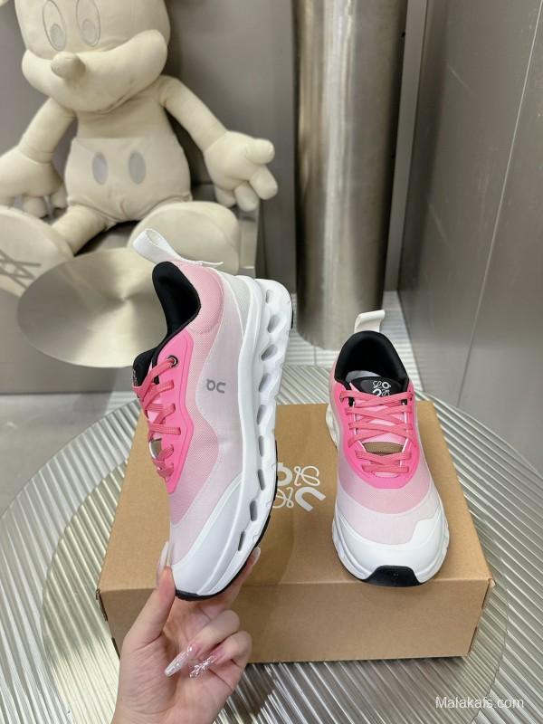 2025 Women Loewe Pink White Mesh Leather Sneakers