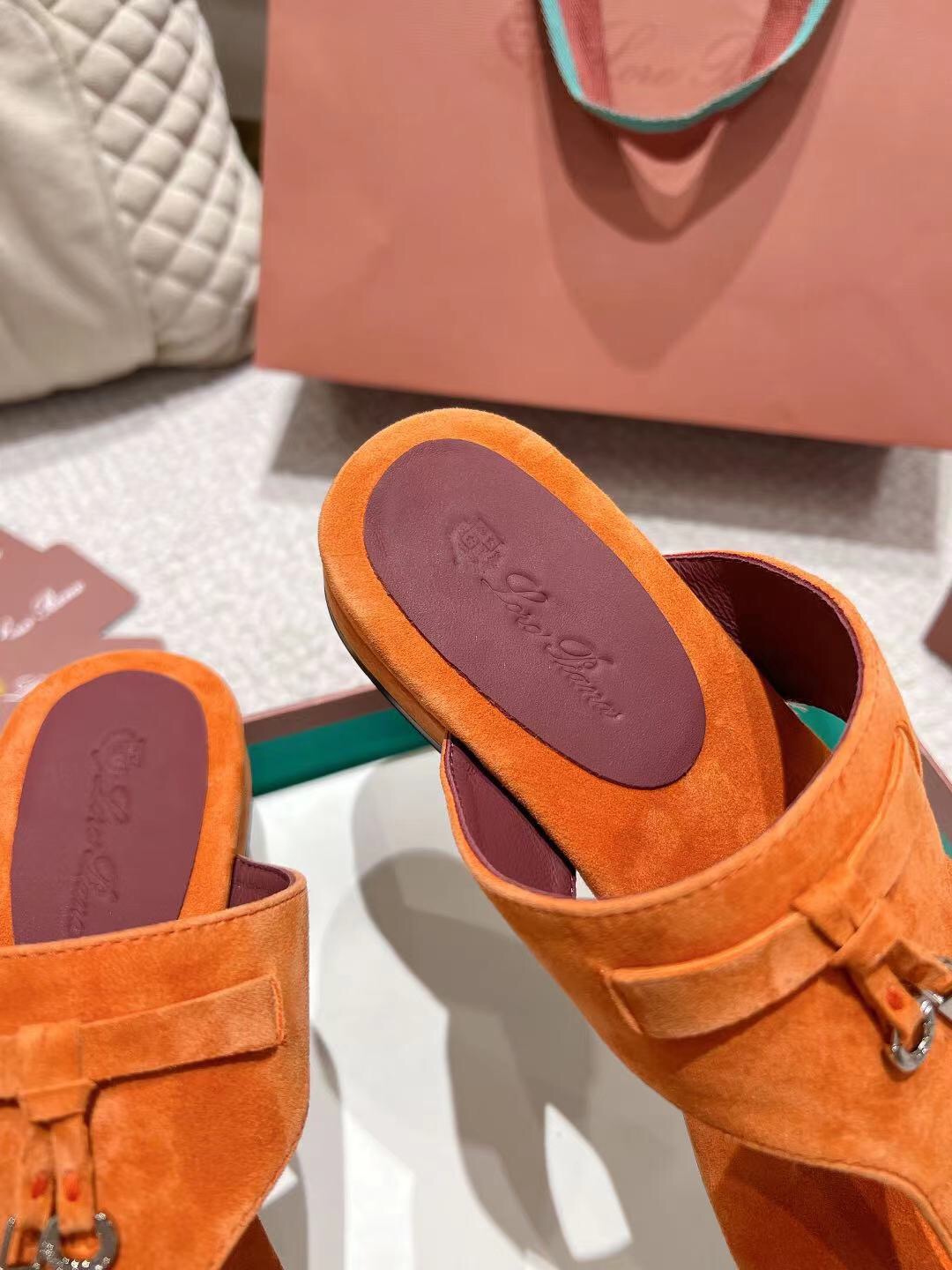 2025 LP Orange Suede Slippers LY00250