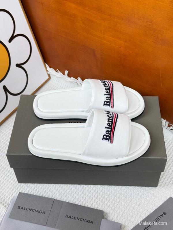 2025 Slippers Balenciaga White Fabric Slippers