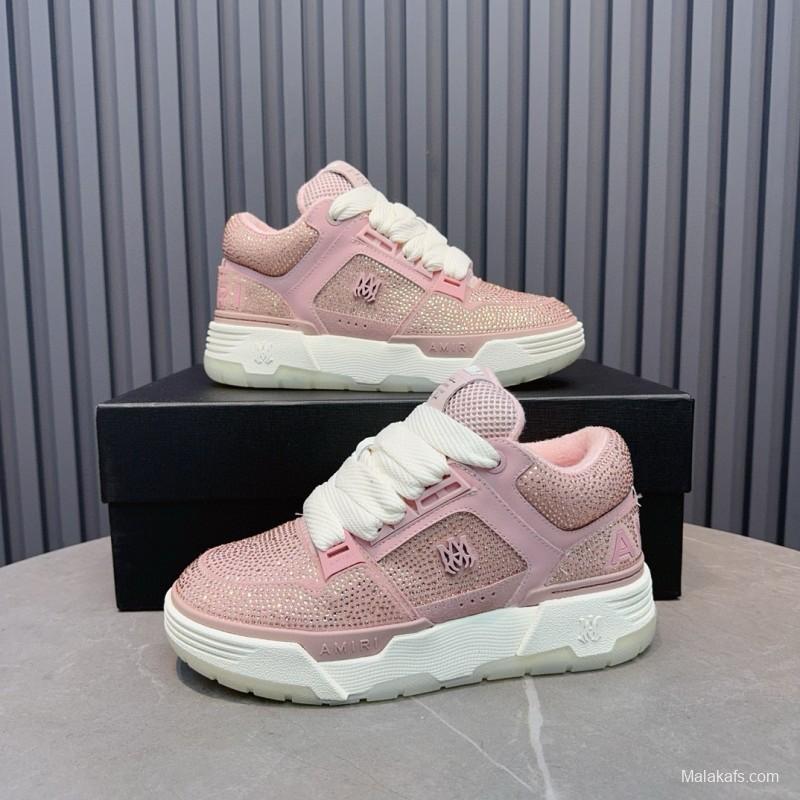 2024 Women Amiri pink mesh leather sneakers MJ00410