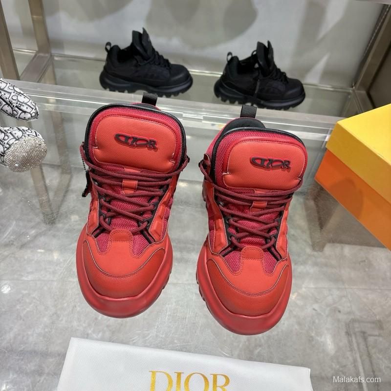 2024 Unisex Dior Red Fabric Leather Sneakers MJ00380