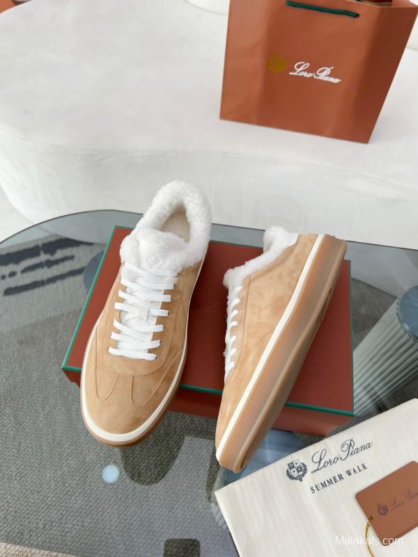 2024 Women LP Kummel Brown Suede Shearling Low-top Sneakers MJ00350