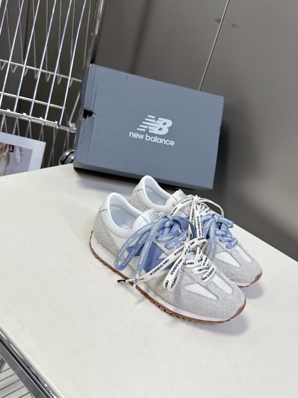 2025 Unisex New Balance Grey White Mesh Suede Running Sneakers