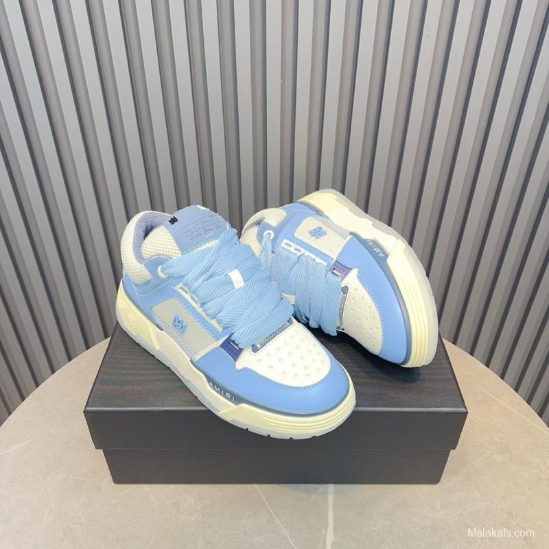 2024 Unisex Amiri Blue White Mesh Leather Sneakers MJ00360