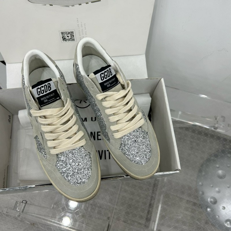 2024 Unisex GGDB Silver Grey Suede Glitter Low Top Sneakers MJ00260