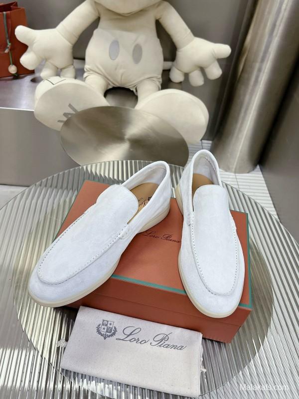 2024 Unisex Le Parmentier White Calf Suede Loafers MJ00270
