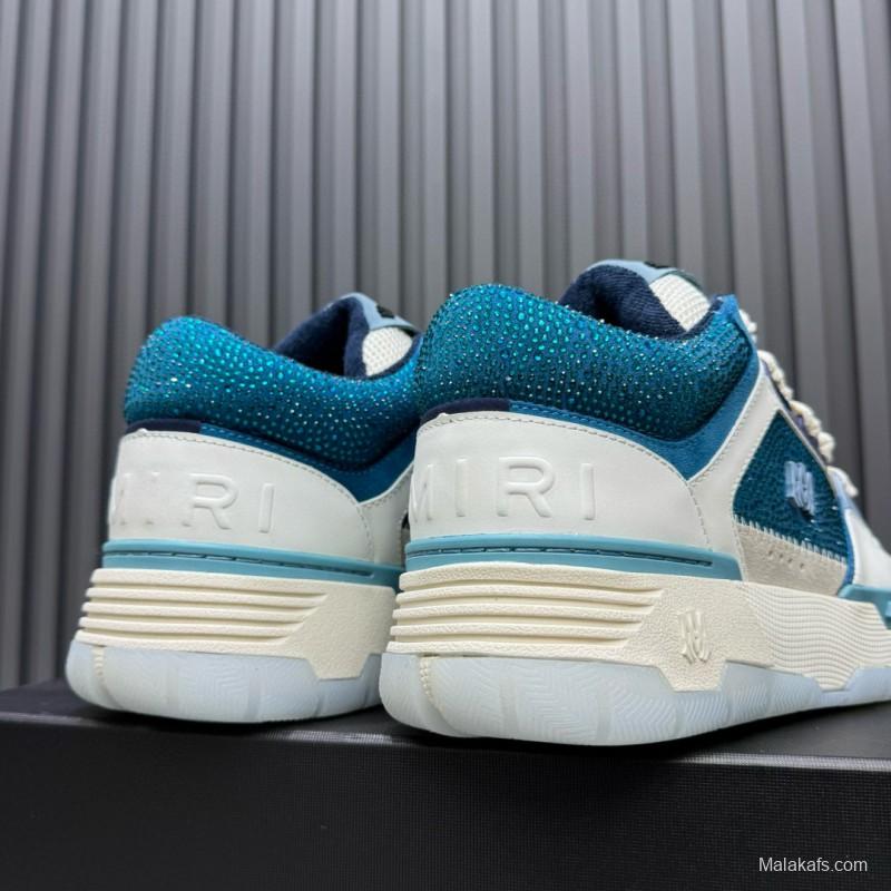 2024 Unisex Amiri Blue White Leather Mesh Sneakers MJ00410