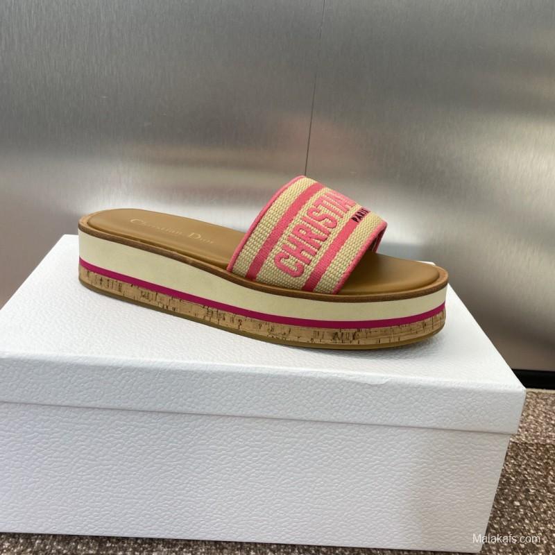 2025 Slippers Dior Pink Canvas Slide