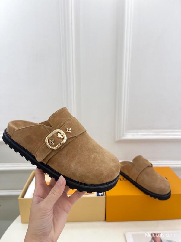 2025 Slippers LV Brown Suede Slippers
