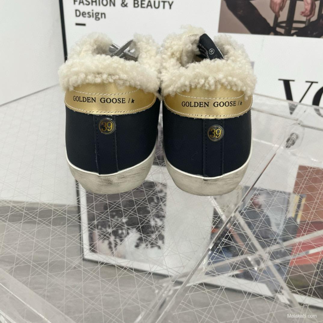 2025 Women GGDB Black Cream Shearling Leather Sneakers