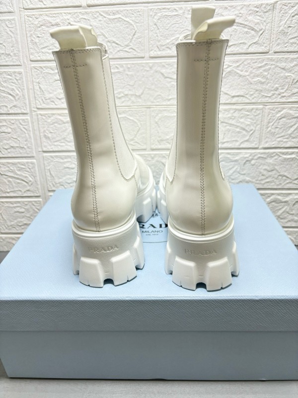 2024 Women Prada White Leather Boots MJ00380