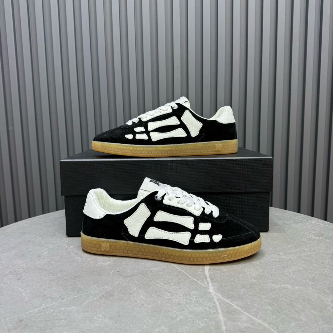 2024 Unisex Amiri Black White Suede Leather Sneakers MJ00300