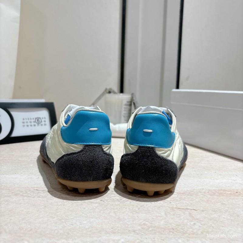 2025 Unisex Maison Margiela White Black Nylon Suede Sneakers Vintage Effect