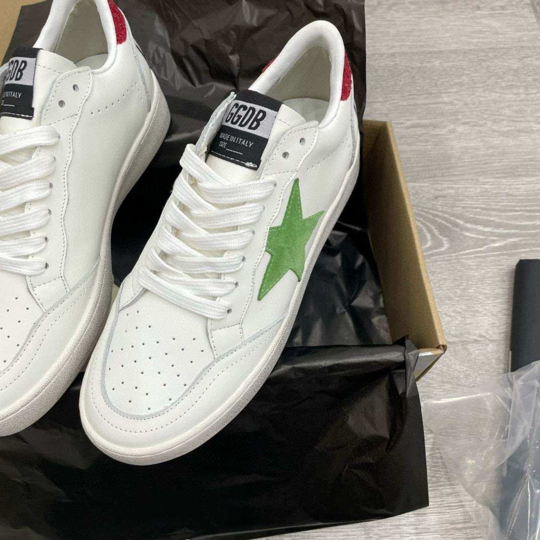 2024 Unisex GGDB White Green Leather Sneakers MJ00260
