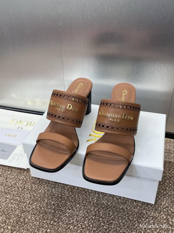 2025 Women Dior Brown Leather Sandals