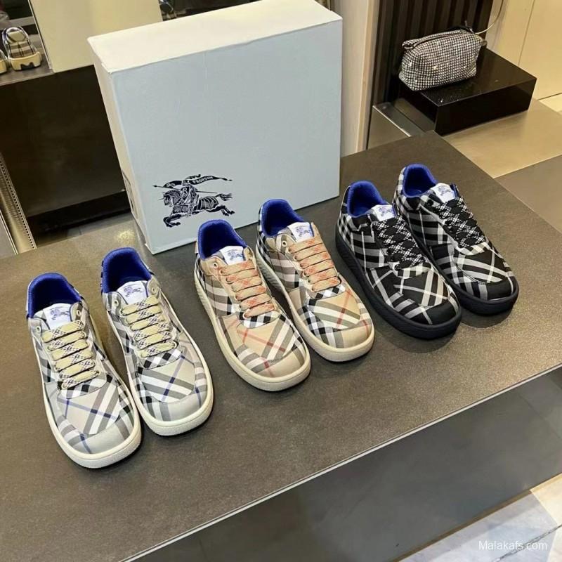 2024 Unisex Burberry Beige Black White Leather Casual Shoes MJ00330