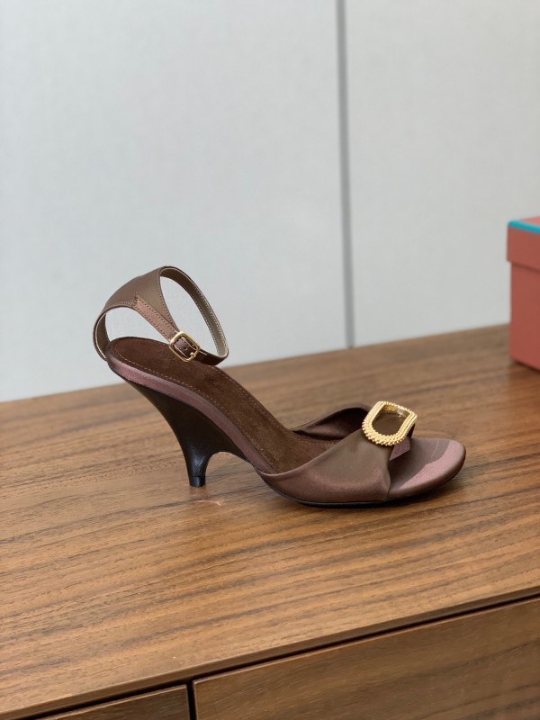 2025 Women Le Parmentier Brown Leather Sandals KFY00280