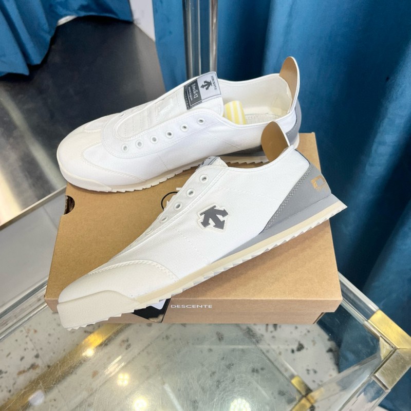 2024 Unisex Descente White Grey Canvas Plimsolls MJ00280