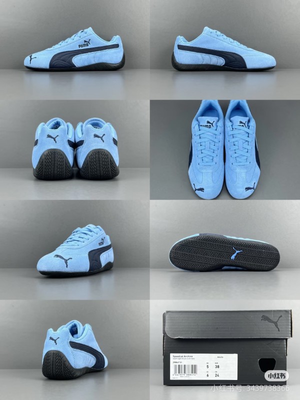 2025 Women Puma Light Blue Black Suede Casual Sneakers KFY00260