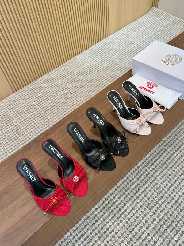 2025 Women VERSACE Red Leather Heels LY00250