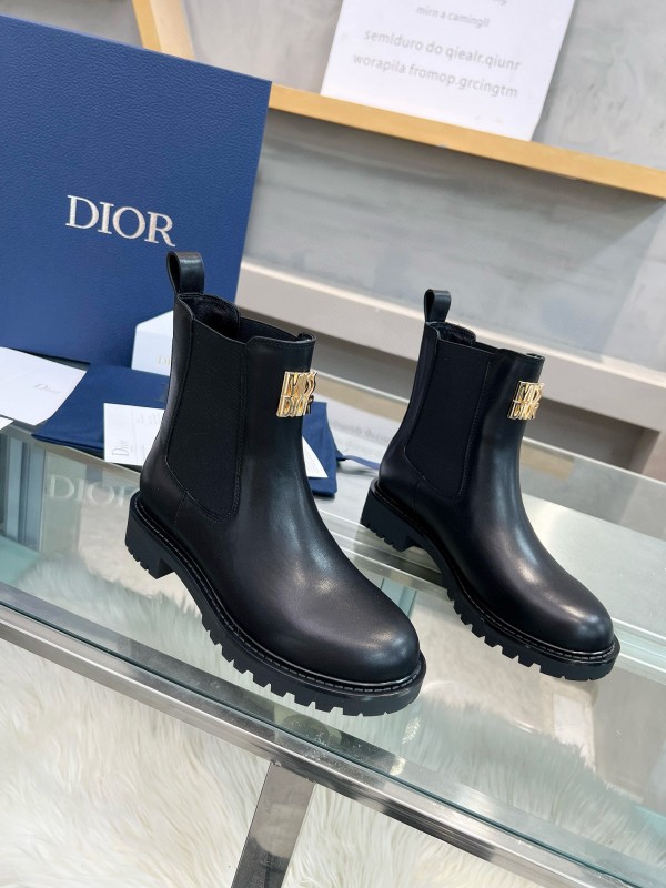 2024 Women Dior Black Leather Boots MJ00350