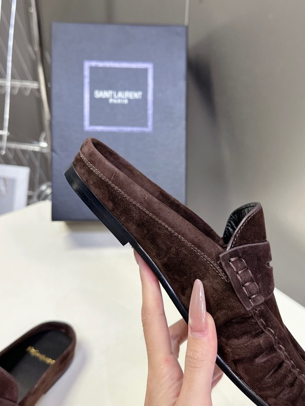 2025 Women Yves Saint Laurent Brown Suede Loafer