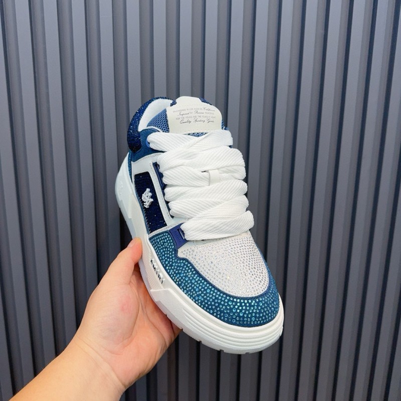 2024 Unisex Amiri Blue White Leather Sneakers MJ00410