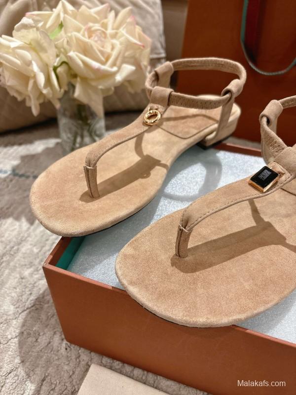 2025 Women LP Beige Suede Sandals LY00350