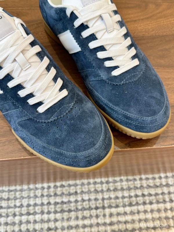 2025 Men TOM FORD Blue White Suede Sneakers LY00360