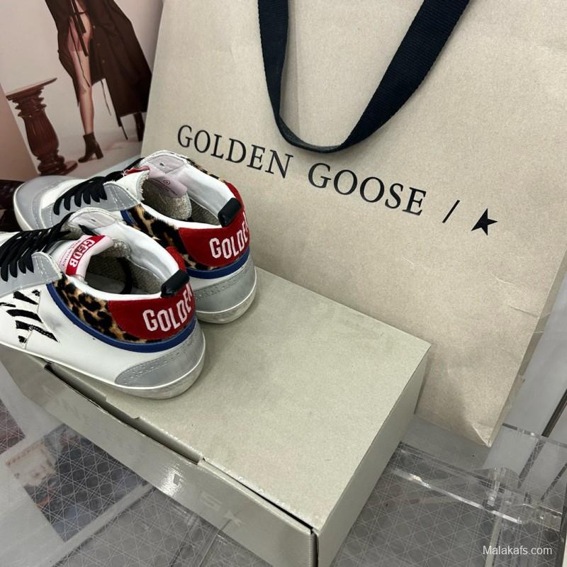 2024 Unisex GGDB White Leopard Blue Leather Suede High-Top Sneakers MJ00300