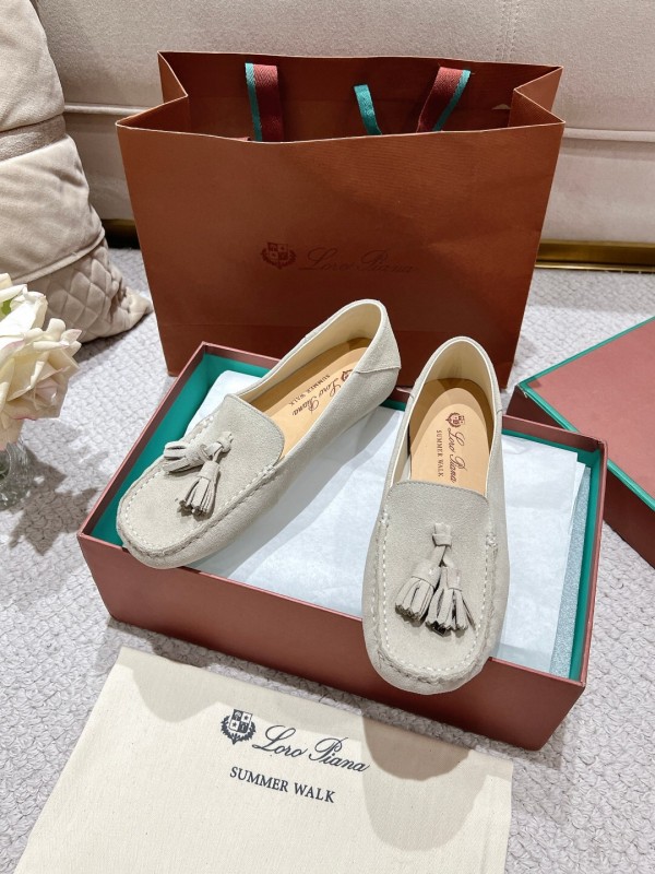 2025 Women Le Parmentier Beige Suede Loafers Tassel LY00291