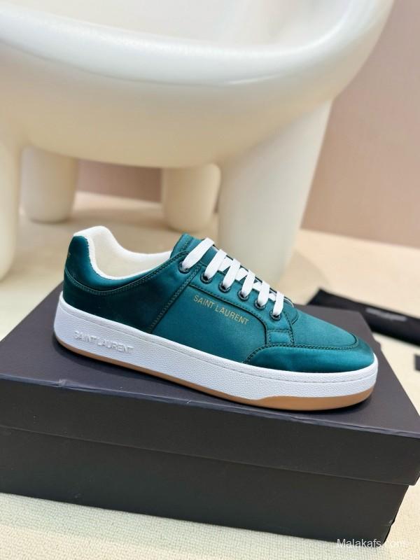 2024 Unisex Yves Saint Laurent Green Satin Casual Sneakers