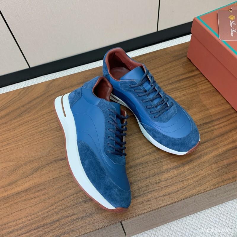 2025 Unisex Le Parmentier Blue Brown Suede Leather Sneakers LY