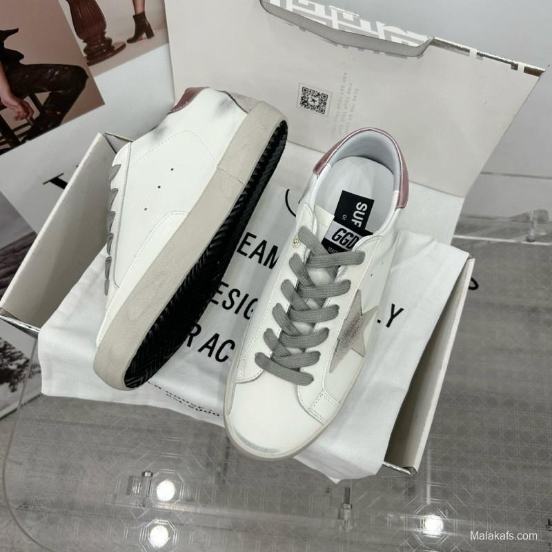 2025 Women GGDB White Grey Pink Leather Suede Sneakers