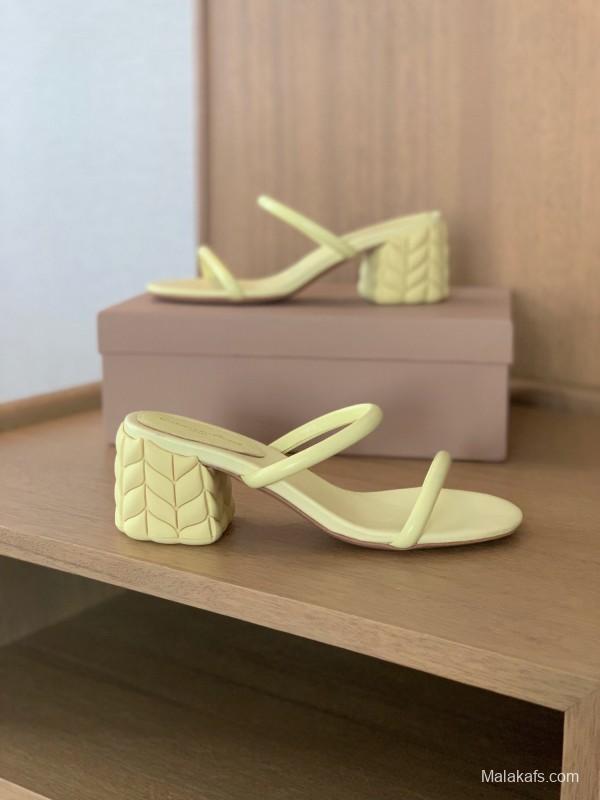 2025 Women Gianvito Rossi Yellow Leather Sandals