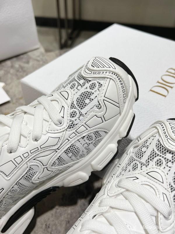 2025 Women Dior White Black Mesh Leather Sneakers
