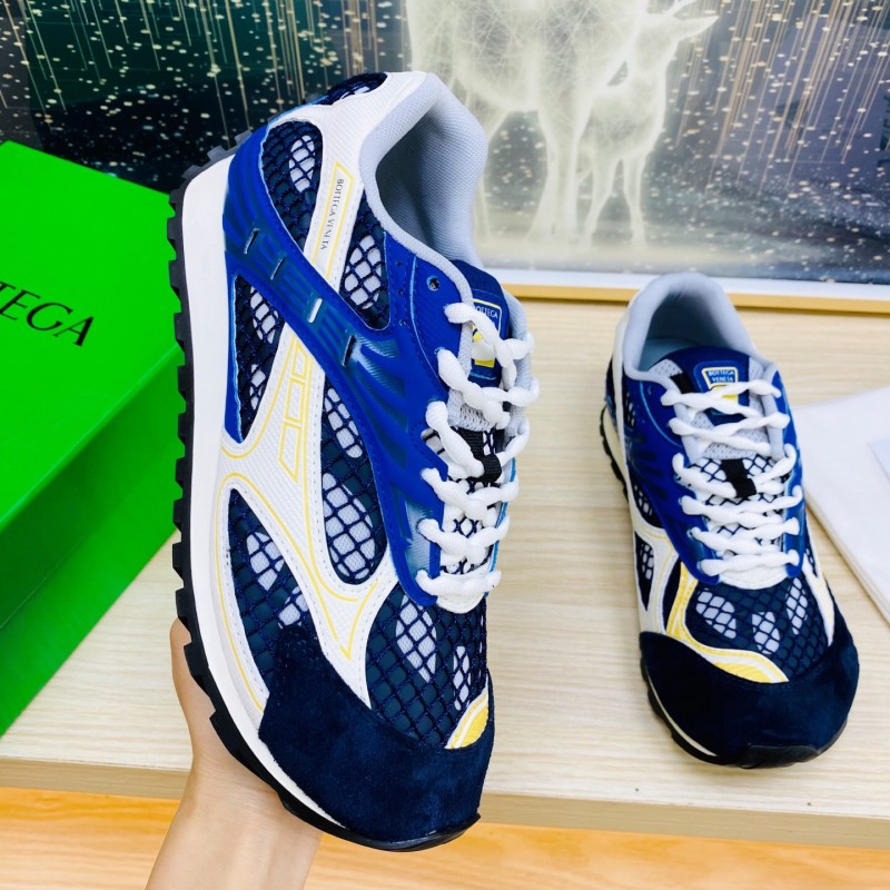 2025 Unisex Bottega Veneta Blue Yellow Black Mesh Sneakers LY00310