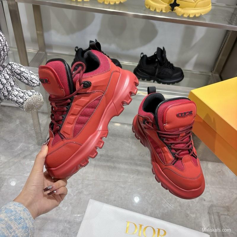 2024 Unisex Dior Red Fabric Leather Sneakers MJ00380