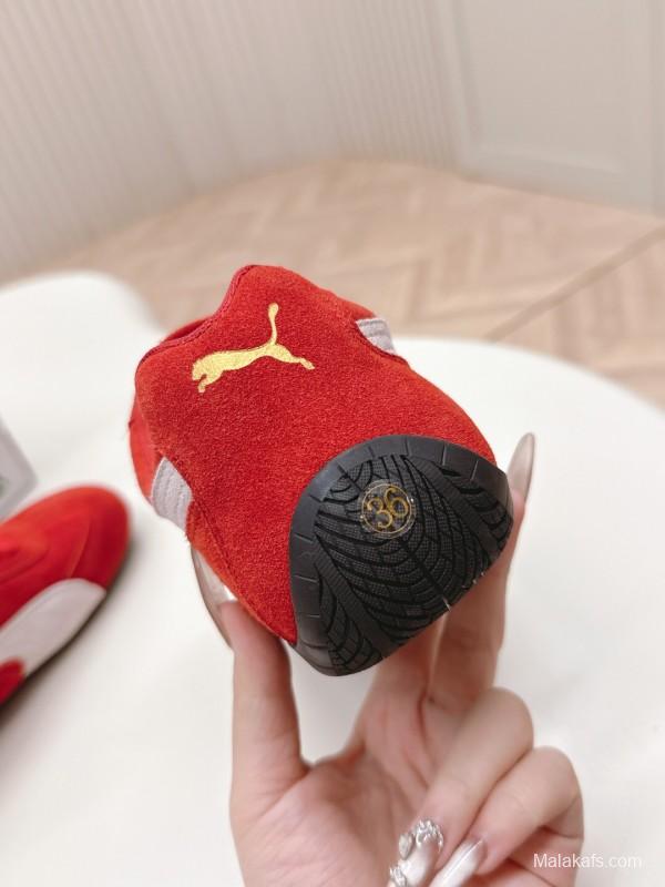2025 Women Puma Red White Suede Sneakers LY00280