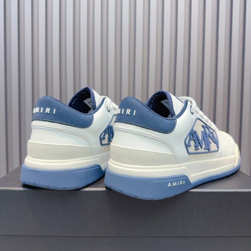2025 Unisex Amiri White Blue Leather Sneakers MJ00360