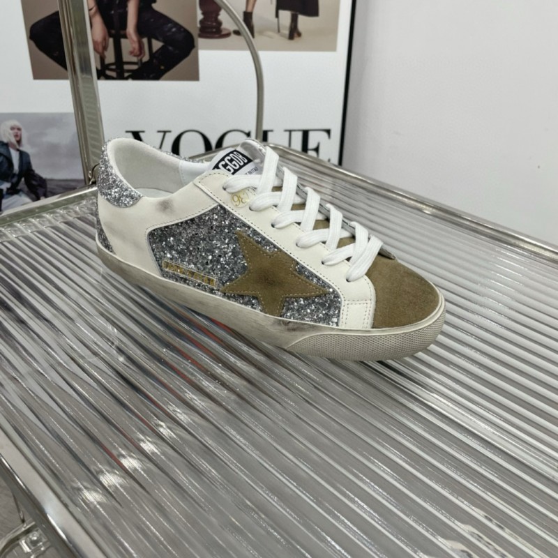 2025 Women GGDB Silver White Suede Leather Sneakers