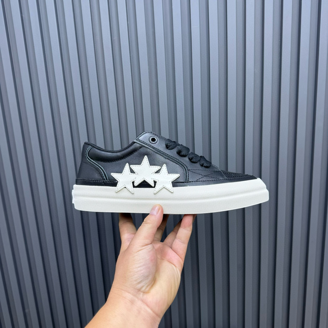 2024 Unisex Amiri Black White Leather Sneakers MJ00300