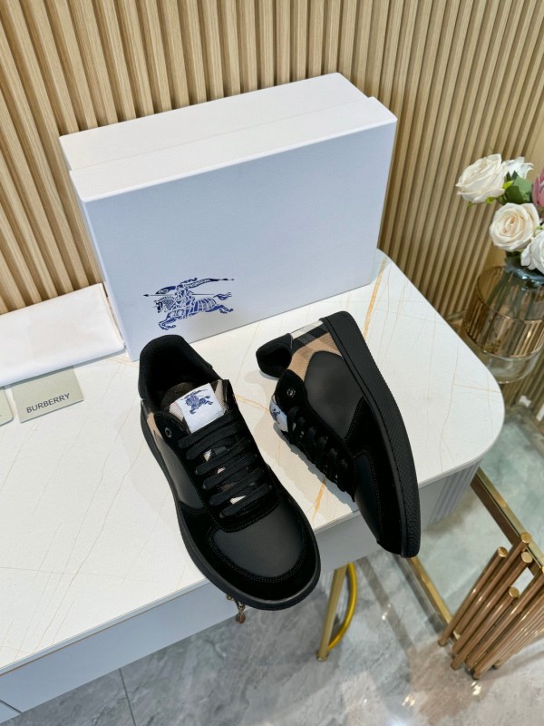 2024 Men Burberry Black Leather Sneakers MJ00320