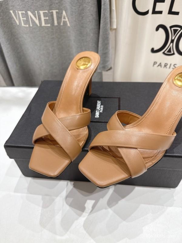 2025 Women Yves Saint Laurent Beige Leather High Heels