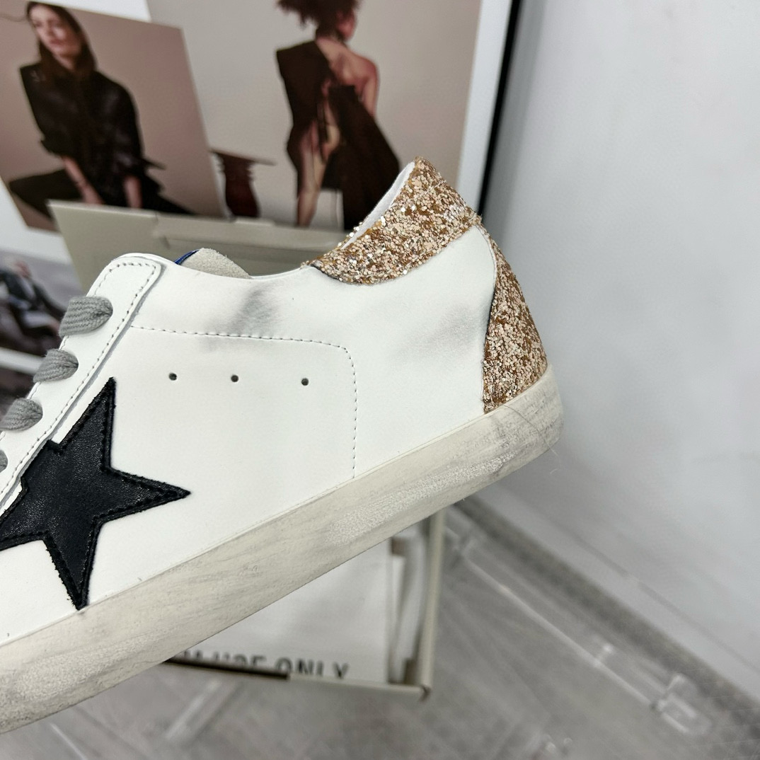 2025 Women GGDB White Black Glitter Leather Suede Sneakers