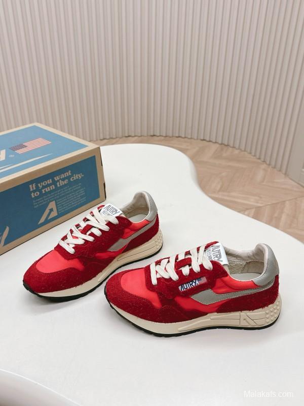 2024 Unisex Autry Red White Leather Mesh Sneakers MJ00330