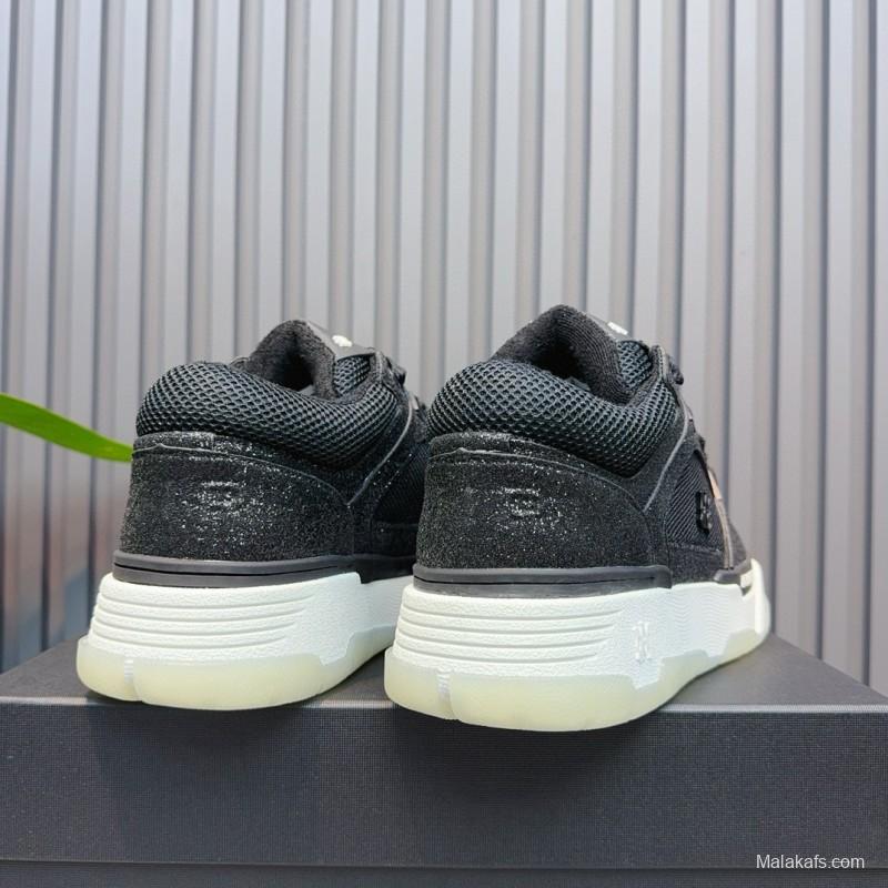 2024 Men Amiri Black Mesh Leather Sneakers MJ00360